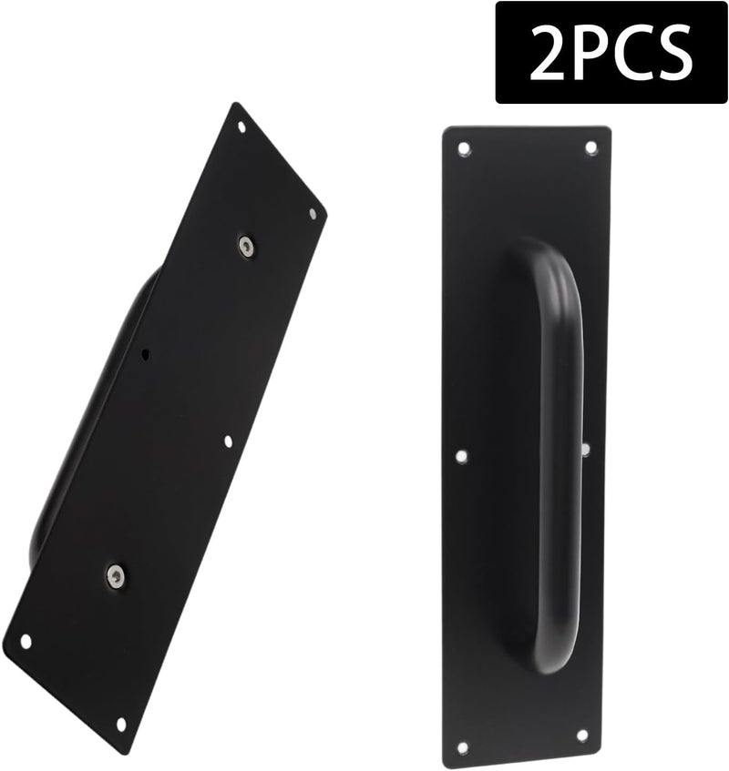 Mormchlots 2Pcs Large Black Stainless Steel Heavy Duty Barn Door Pulls, Pull Push Plate Handle, Pull and Push Plate Handle for Wooden or Composite Door(1 Pair) - Image 3
